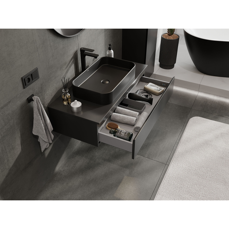 Mexen Orio kúpeľňová skrinka pod umývadlo 100 cm, 1 zásuvka, čierna matná - 91A10-10023-1-BF71