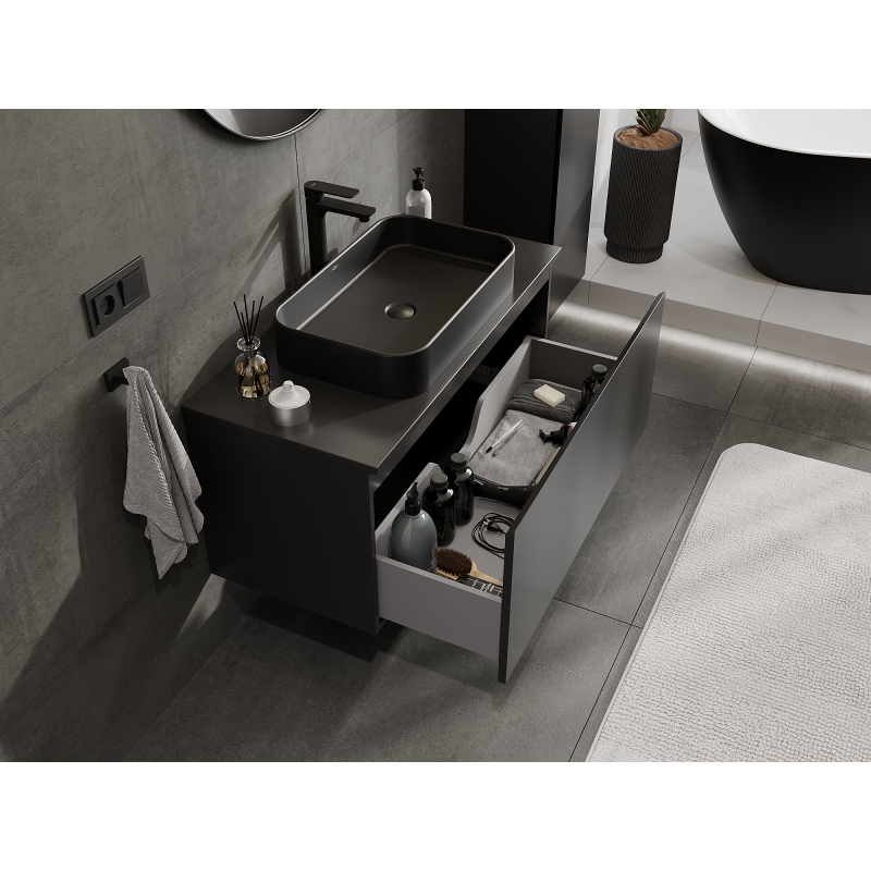 Mexen Orio kúpeľňová skrinka pod umývadlo 100 cm, 1 zásuvka, čierna mat - 91A10-10047-1-BF71