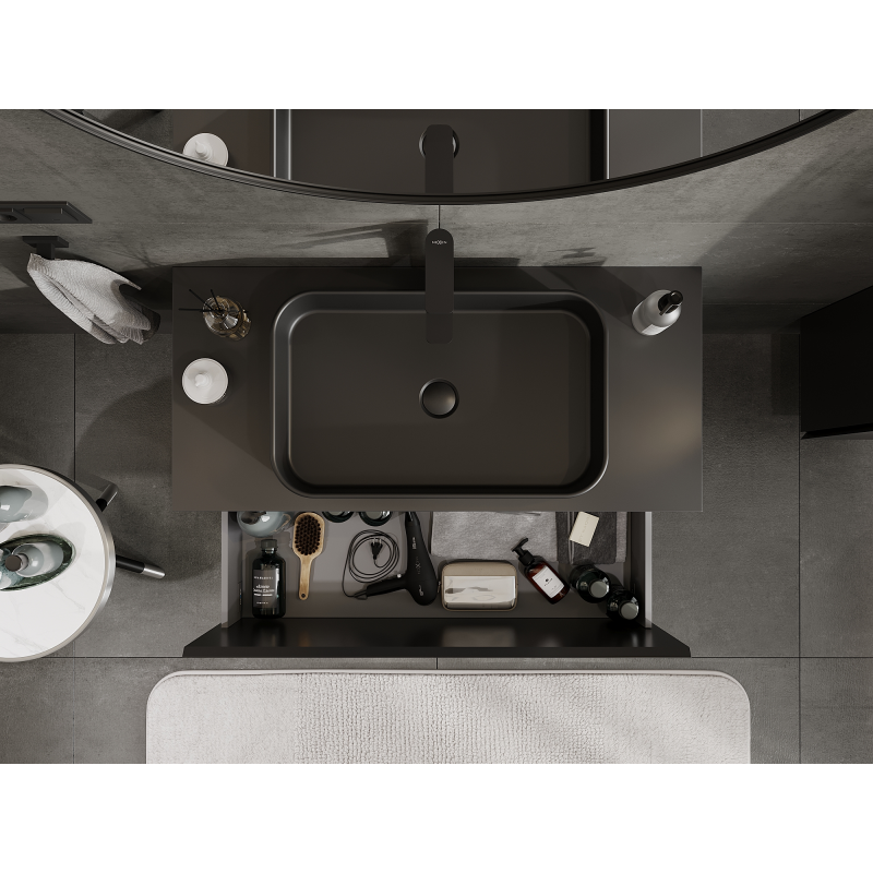 Mexen Orio kúpeľňová skrinka pod umývadlo 100 cm, 1 zásuvka, čierna mat - 91A10-10047-1-BF71