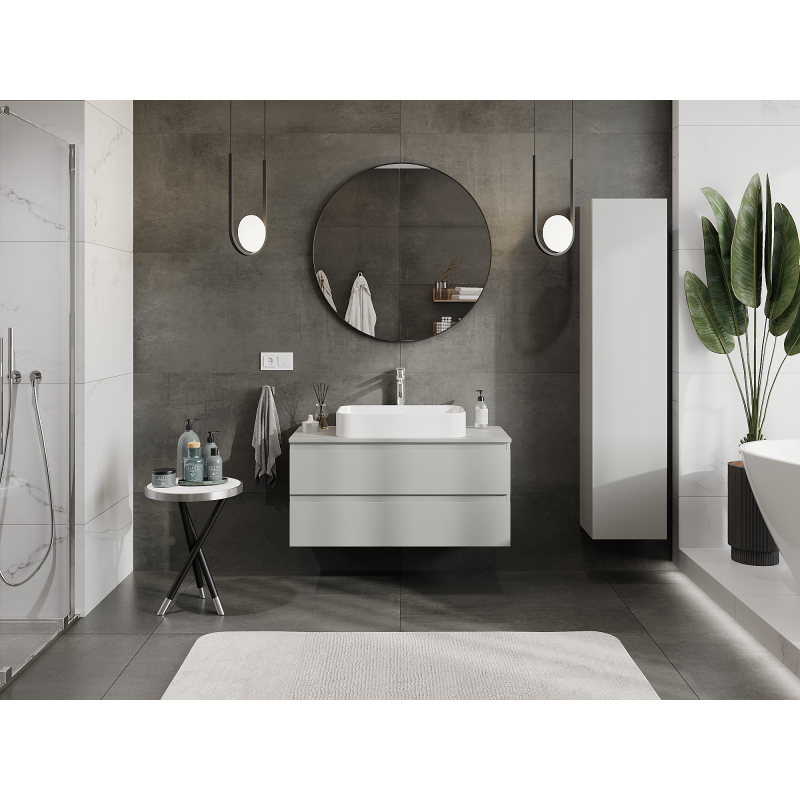 Mexen Orio kúpeľňová skrinka pod umývadlo 100 cm, 2 zásuvky, sivá matná - 91A10-10047-2-BFF62