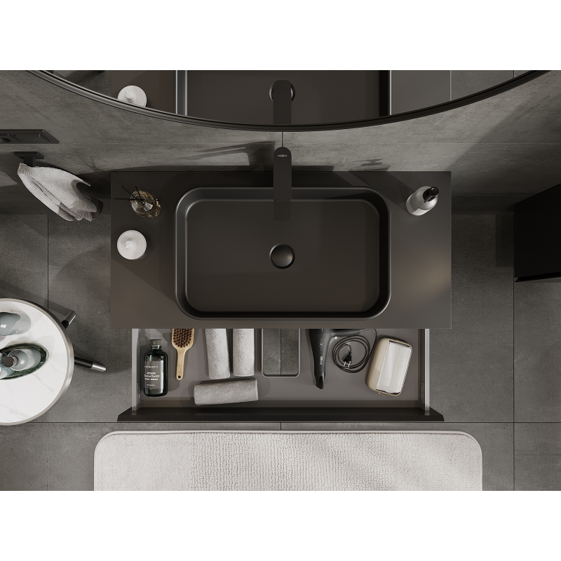 Mexen Orio kúpeľňová skrinka pod umývadlo 100 cm, 2 zásuvky, čierna matná - 91A10-10047-2-BFF71