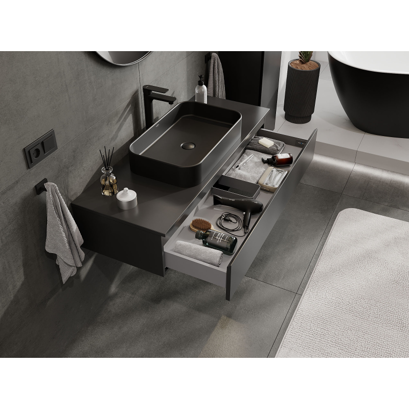 Mexen Orio kúpeľňová skrinka pod umývadlo 120 cm, 1 zásuvka, čierna matná - 91A10-12023-1-BF71