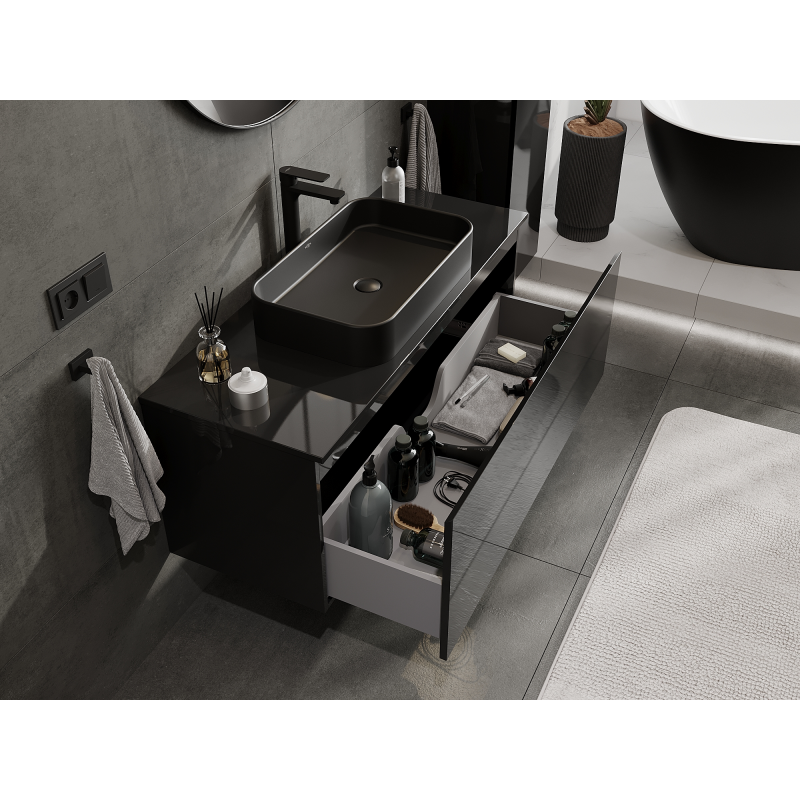 Mexen Orio kúpeľňová skrinka pod umývadlo 120 cm, 1 zásuvka, čierny lesk - 91A10-12047-1-BF70