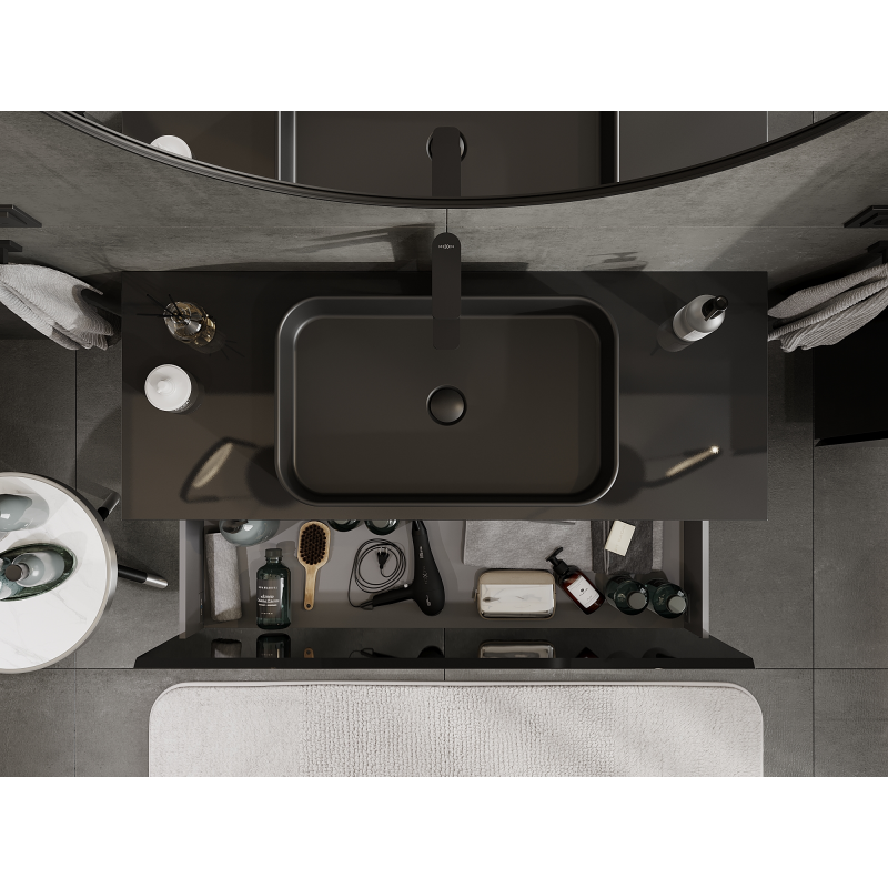 Mexen Orio kúpeľňová skrinka pod umývadlo 120 cm, 1 zásuvka, čierny lesk - 91A10-12047-1-BF70