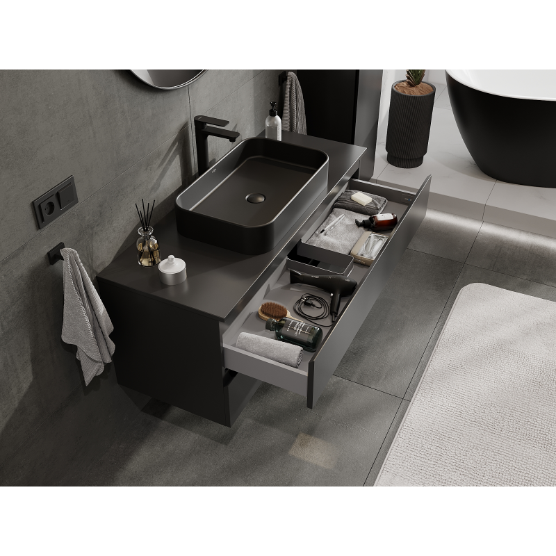 Mexen Orio kúpeľňová skrinka pod umývadlo 120 cm, 2 zásuvky, čierna matná - 91A10-12047-2-BFF71