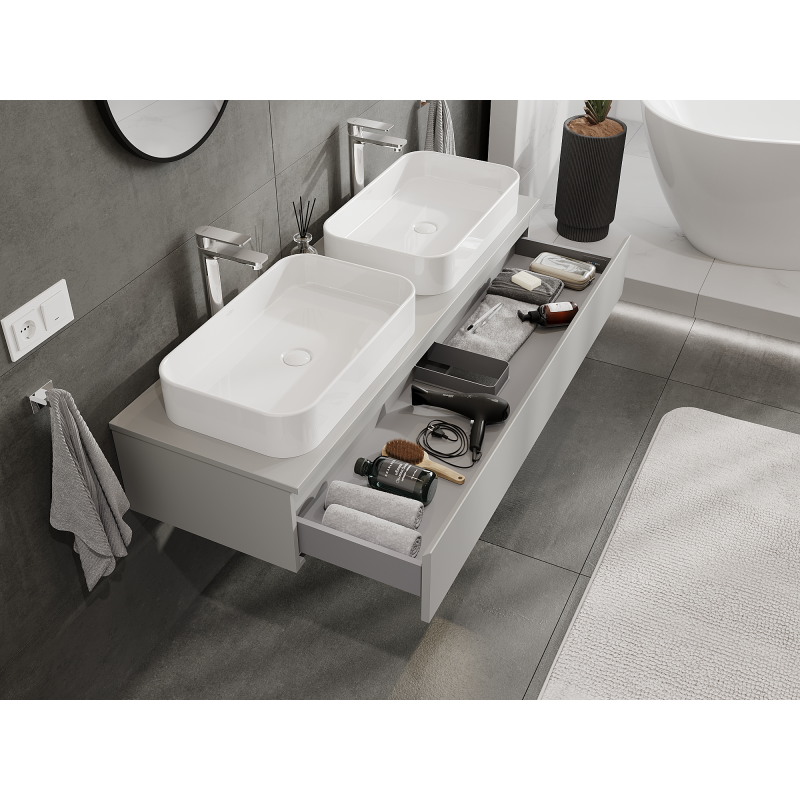 Mexen Orio kúpeľňová skrinka pod umývadlo 140 cm, 1 zásuvka, sivá matná - 91A10-14023-1-BF62