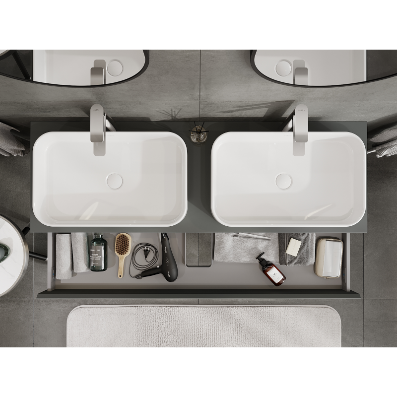 Mexen Orio kúpeľňová skrinka pod umývadlo 140 cm, 1 zásuvka, grafit matný - 91A10-14023-1-BF66