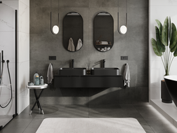 Mexen Orio kúpeľňová skrinka pod umývadlo 140 cm, 1 zásuvka, čierny lesk - 91A10-14023-1-BF70