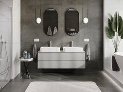 Mexen Orio kúpeľňová skrinka pod umývadlo 140 cm, 2 zásuvky, sivá matná - 91A10-14047-2-BFF62