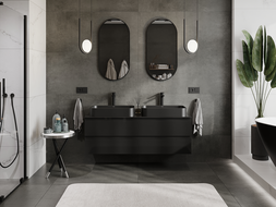 Mexen Orio kúpeľňová skrinka pod umývadlo 140 cm, 2 zásuvky, čierny lesk - 91A10-14047-2-BFF70