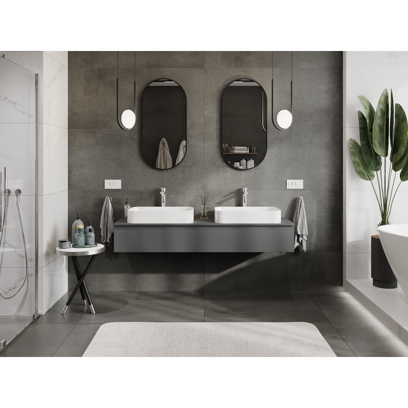 Mexen Orio kúpeľňová skrinka pod umývadlo 160 cm, 1 zásuvka, grafit mat - 91A10-16023-1-BF66