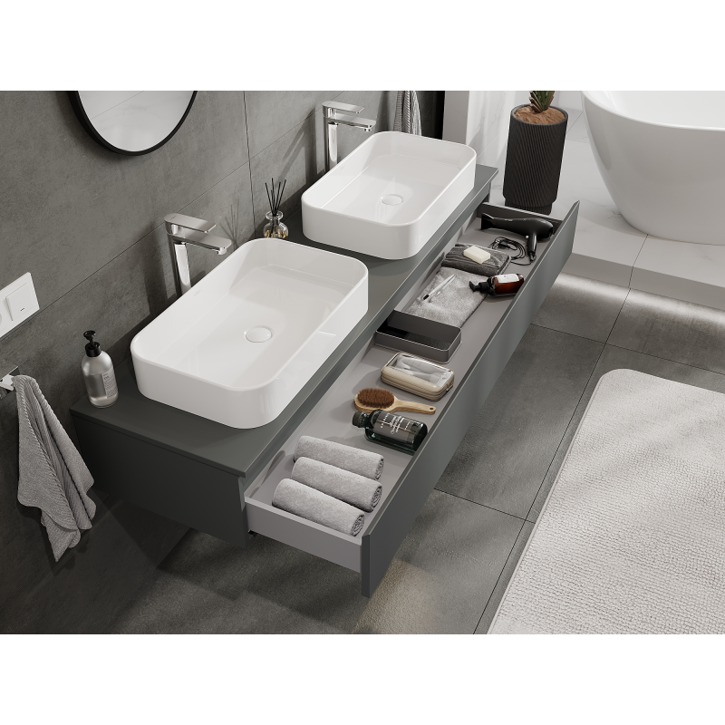 Mexen Orio kúpeľňová skrinka pod umývadlo 160 cm, 1 zásuvka, grafit mat - 91A10-16023-1-BF66