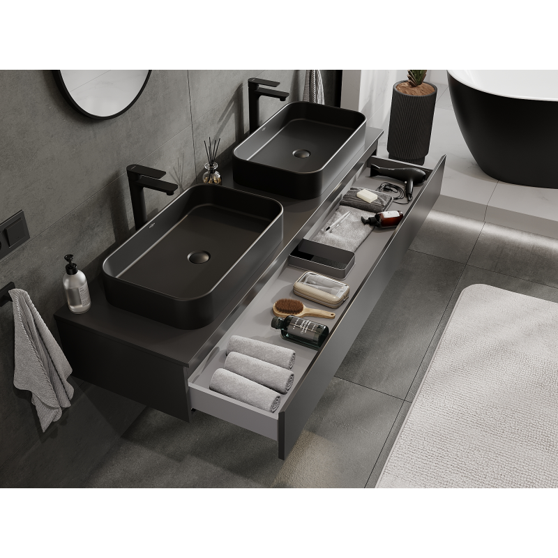 Mexen Orio kúpeľňová skrinka pod umývadlo 160 cm, 1 zásuvka, čierna matná - 91A10-16023-1-BF71