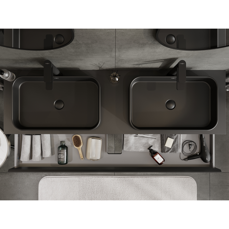 Mexen Orio kúpeľňová skrinka pod umývadlo 160 cm, 1 zásuvka, čierna matná - 91A10-16023-1-BF71