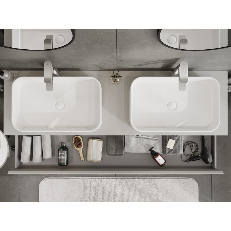 Mexen Orio kúpeľňová skrinka pod umývadlo 160 cm, 2 zásuvky, sivá matná - 91A10-16047-2-BFF62