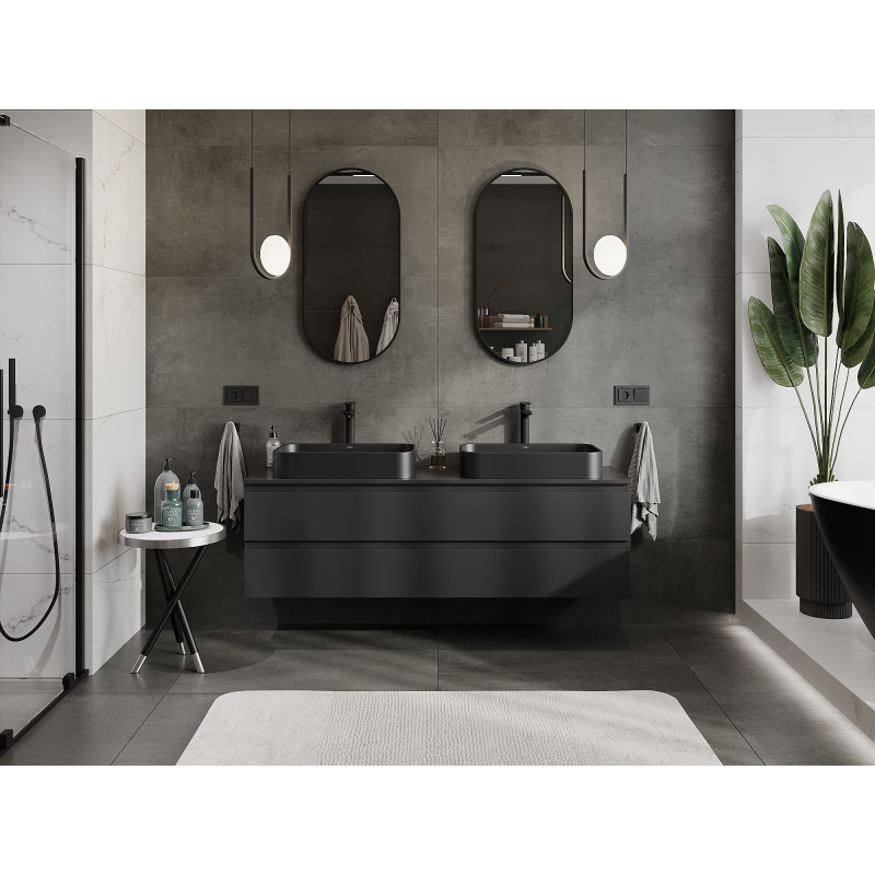 Mexen Orio kúpeľňová skrinka pod umývadlo 160 cm, 2 zásuvky, čierna matná - 91A10-16047-2-BFF71