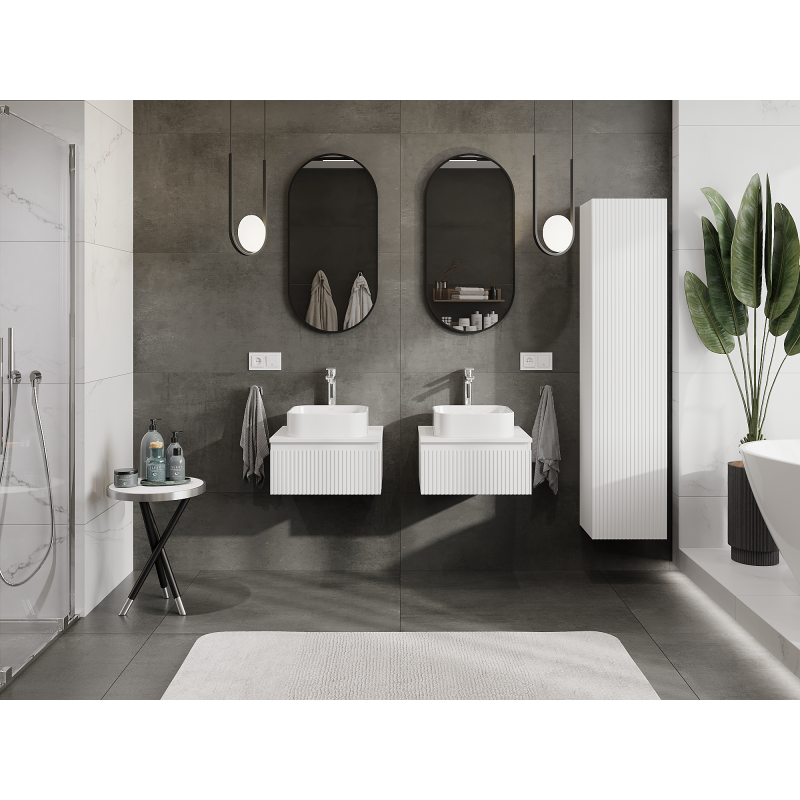 Mexen Rivel kúpeľňová skrinka pod umývadlo 50 cm, 1 zásuvka, ryhovaná, biela matná- 91A20-05023-1-BF01