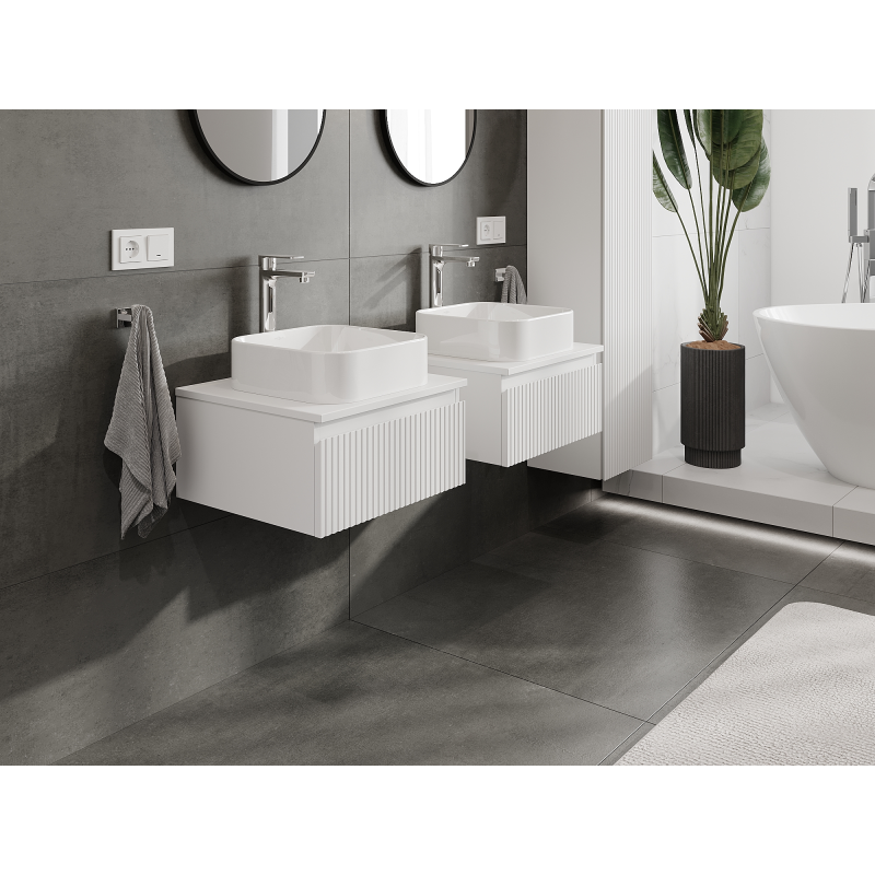 Mexen Rivel kúpeľňová skrinka pod umývadlo 50 cm, 1 zásuvka, ryhovaná, biela matná- 91A20-05023-1-BF01