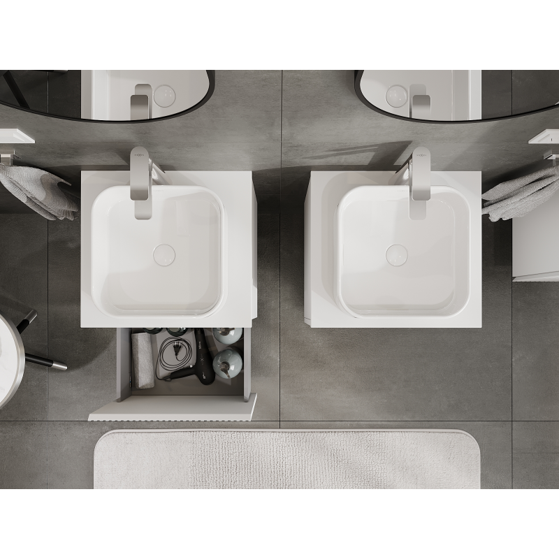 Mexen Rivel kúpeľňová skrinka pod umývadlo 50 cm, 1 zásuvka, drážkovaná, biela matná - 91A20-05047-1-BF01