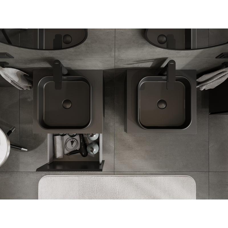 Mexen Rivel kúpeľňová skrinka pod umývadlo 50 cm, 1 zásuvka, ryhovaná, čierna matná - 91A20-05047-1-BF71