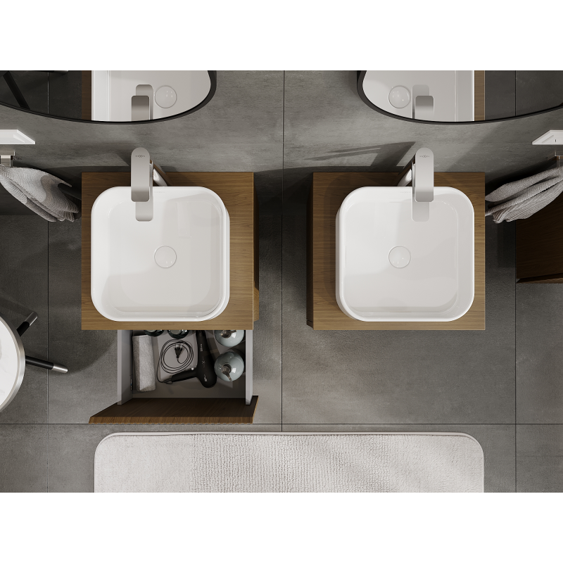 Mexen Rivel kúpeľňová skrinka pod umývadlo 50 cm, 1 zásuvka, ryhovaná, orech - 91A20-05047-1-BF86