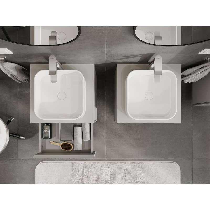 Mexen Rivel kúpeľňová skrinka pod umývadlo 50 cm, 2 zásuvky, drážkovaná, sivá matná - 91A20-05047-2-BFF62