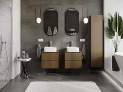 Mexen Rivel kúpeľňová skrinka pod umývadlo 50 cm, 2 zásuvky, ryhovaná, orech - 91A20-05047-2-BFF86