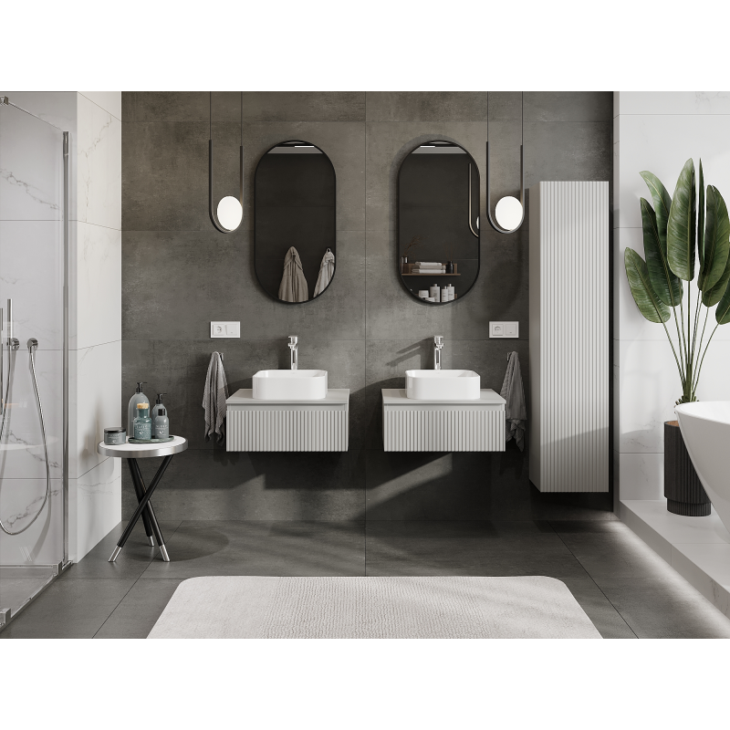 Mexen Rivel kúpeľňová skrinka pod umývadlo 60 cm, 1 zásuvka, ryhovaná, šedá matná - 91A20-06023-1-BF62