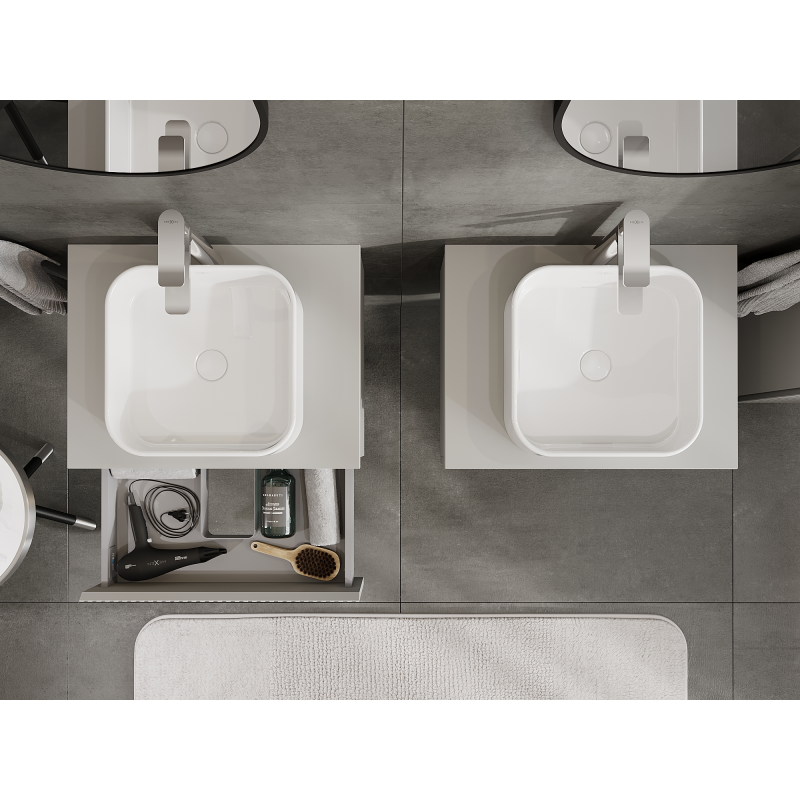 Mexen Rivel kúpeľňová skrinka pod umývadlo 60 cm, 1 zásuvka, ryhovaná, šedá matná - 91A20-06023-1-BF62