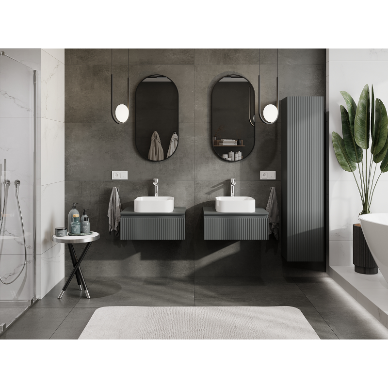 Mexen Rivel kúpeľňová skrinka pod umývadlo 60 cm, 1 zásuvka, ryhovaná, grafit mat - 91A20-06023-1-BF66