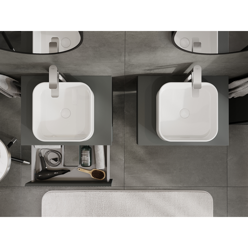 Mexen Rivel kúpeľňová skrinka pod umývadlo 60 cm, 1 zásuvka, ryhovaná, grafit mat - 91A20-06023-1-BF66