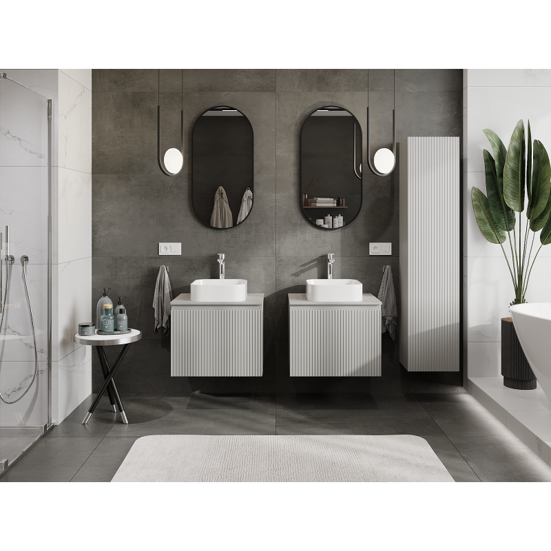 Mexen Rivel skrinka pod umývadlo 60 cm, 1 zásuvka, ryhovaná, sivá matná - 91A20-06047-1-BF62