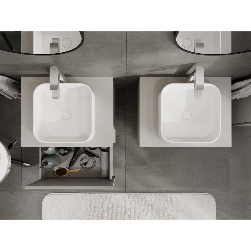 Mexen Rivel skrinka pod umývadlo 60 cm, 1 zásuvka, ryhovaná, sivá matná - 91A20-06047-1-BF62