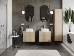 Mexen Rivel kúpeľňová skrinka pod umývadlo 60 cm, 2 zásuvky, reliéfny dub - 91A20-06047-2-BFF81