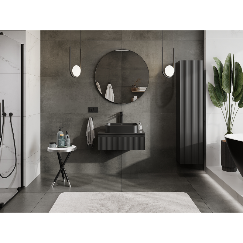 Mexen Rivel kúpeľňová skrinka pod umývadlo 70 cm, 1 zásuvka, ryhovaná, grafit mat - 91A20-07023-1-BF71