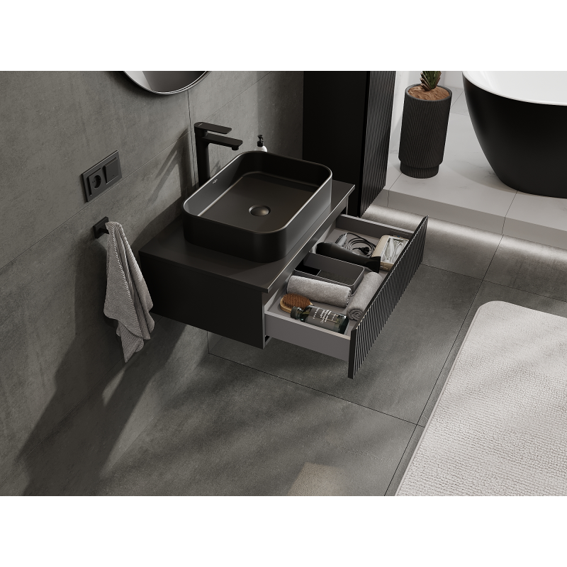 Mexen Rivel kúpeľňová skrinka pod umývadlo 70 cm, 1 zásuvka, ryhovaná, grafit mat - 91A20-07023-1-BF71