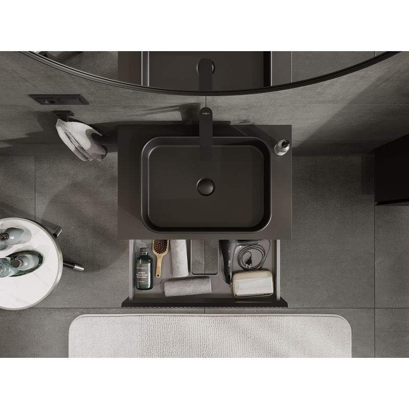 Mexen Rivel kúpeľňová skrinka pod umývadlo 70 cm, 1 zásuvka, ryhovaná, grafit mat - 91A20-07023-1-BF71