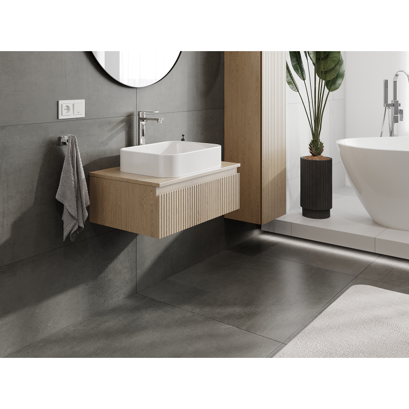 Mexen Rivel kúpeľňová skrinka pod umývadlo 70 cm, 1 zásuvka, ryhovaná, dub - 91A20-07023-1-BF81