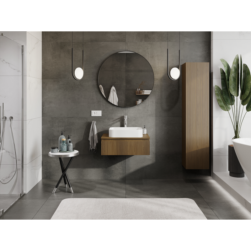 Mexen Rivel kúpeľňová skrinka pod umývadlo 70 cm, 1 zásuvka, ryhovaná, orech - 91A20-07023-1-BF86