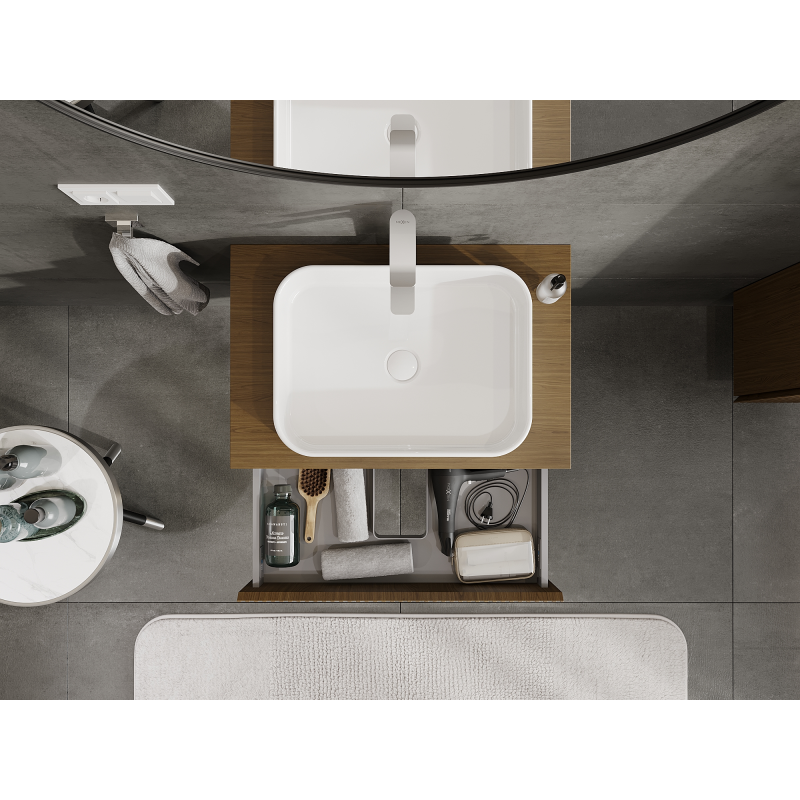 Mexen Rivel kúpeľňová skrinka pod umývadlo 70 cm, 1 zásuvka, ryhovaná, orech - 91A20-07023-1-BF86