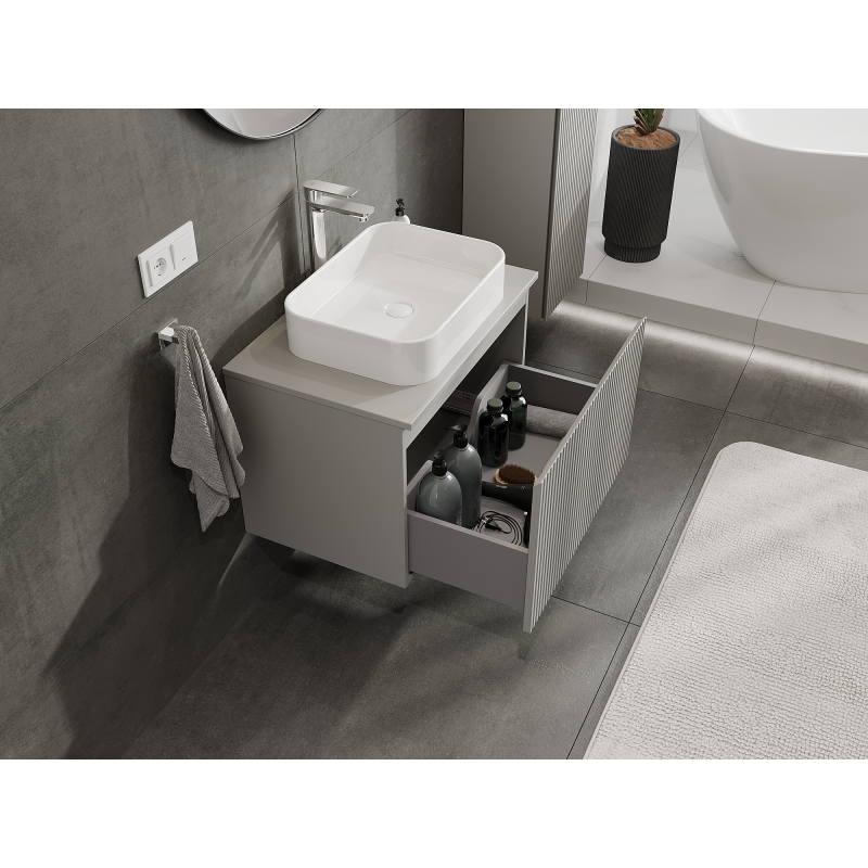 Mexen Rivel kúpeľňová skrinka pod umývadlo 70 cm, 1 zásuvka, ryhovaná, sivá matná - 91A20-07047-1-BF62