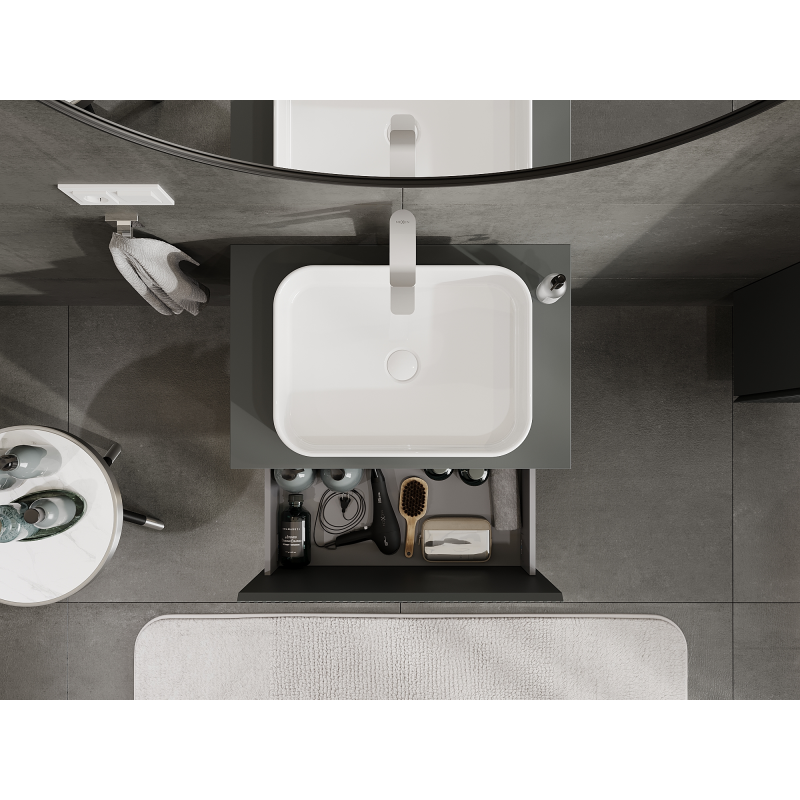 Mexen Rivel kúpeľňová skrinka pod umývadlo 70 cm, 1 zásuvka, ryhovaná, grafit mat - 91A20-07047-1-BF66