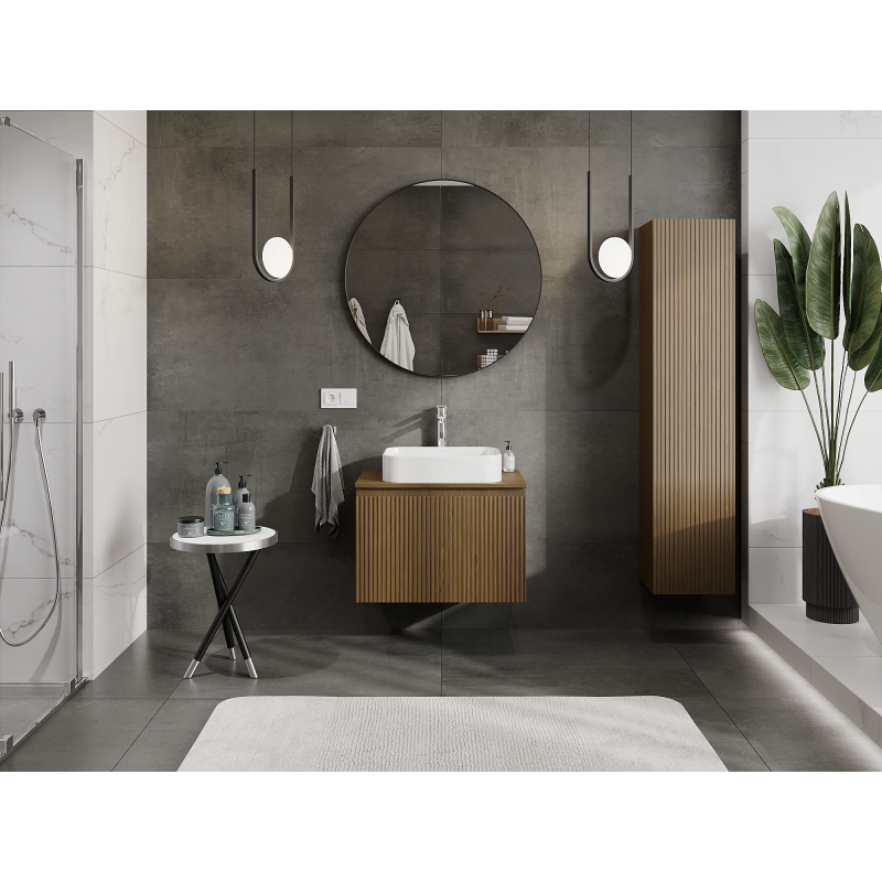 Mexen Rivel kúpeľňová skrinka pod umývadlom 70 cm, 1 zásuvka, ryhovaná, orech - 91A20-07047-1-BF86