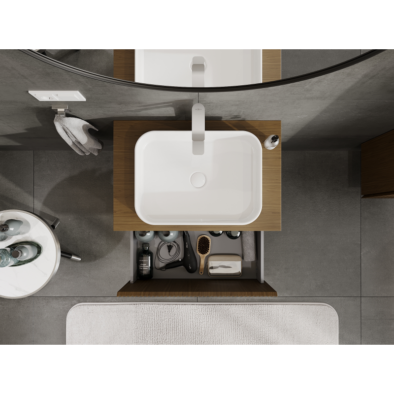 Mexen Rivel kúpeľňová skrinka pod umývadlom 70 cm, 1 zásuvka, ryhovaná, orech - 91A20-07047-1-BF86