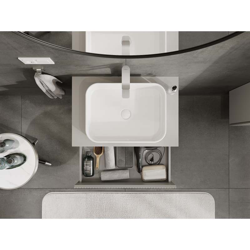 Mexen Rivel kúpeľňová skrinka pod umývadlo 70 cm, 2 zásuvky, ryhovaná, sivá mat - 91A20-07047-2-BFF62