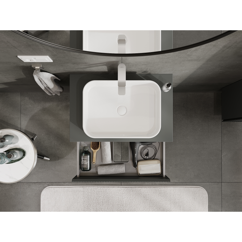 Mexen Rivel skrinka do kúpeľne pod umývadlo 70 cm, 2 zásuvky, ryhovaná, grafitová matná - 91A20-07047-2-BFF66