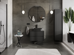 Mexen Rivel kúpeľňová skrinka pod umývadlo 70 cm, 2 zásuvky, ryhovaná, čierna matná - 91A20-07047-2-BFF71