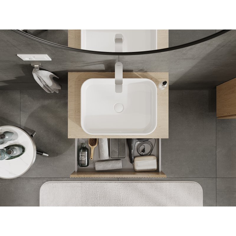 Mexen Rivel kúpeľňová skrinka pod umývadlo 70 cm, 2 zásuvky, ryhovaná, dub - 91A20-07047-2-BFF81