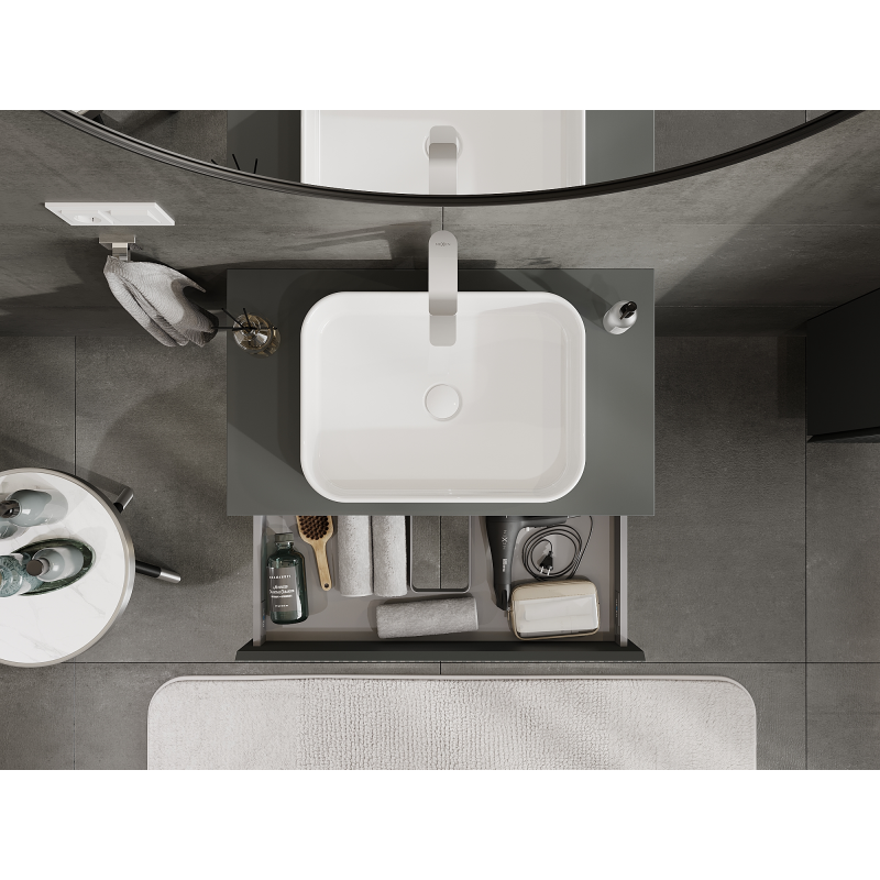 Mexen Rivel kúpeľňová skrinka pod umývadlo 80 cm, 1 zásuvka, ryhovaná, grafit mat - 91A20-08023-1-BF66