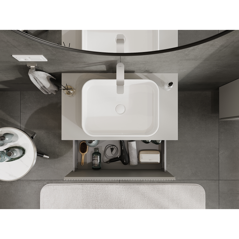 Mexen Rivel kúpeľňová skrinka pod umývadlo 80 cm, 1 zásuvka, drážkovaná, sivá mat - 91A20-08047-1-BF62